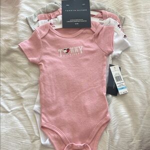 Tommy Hilfiger Pink and White Baby Bodysuits